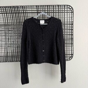 Reformation black open knit button cardigan  sweater